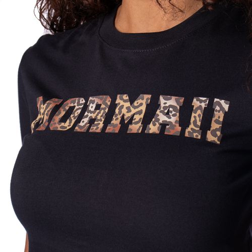 Blusa Feminina Mormaii Baby Tee Cropped Animal Print Preto