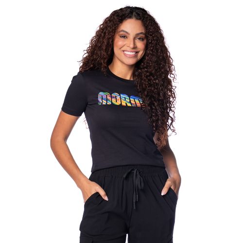 Blusa Feminina Baby Tee Mormaii Cropped Estampa Neon Preto