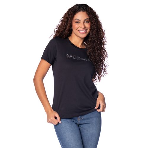 Camiseta Feminina Mormaii Aplicação Glitter Preto