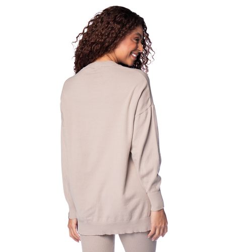 Blusa Feminina Biamar Oversized Gola Redonda Algodão Bege
