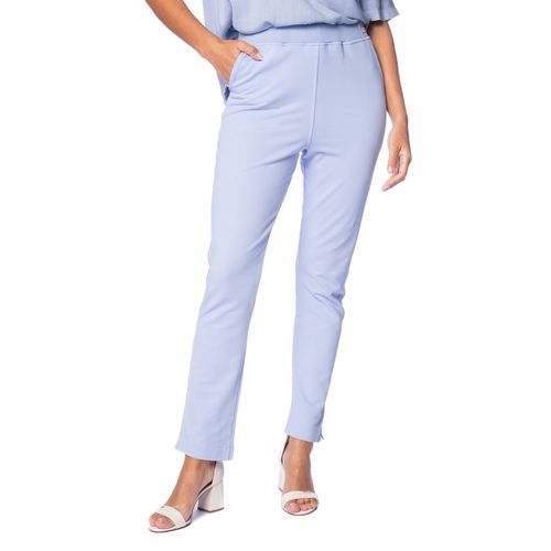 Calça Feminina Biamar Algodão Fenda Barra Bolsos Faca Azul