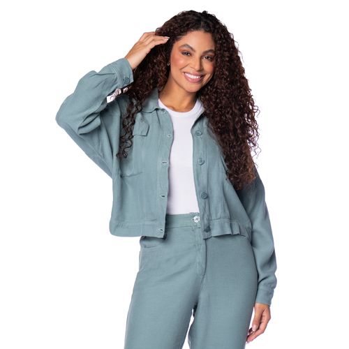 Jaqueta Feminina Biamar Botões Liocel/Linho Verde