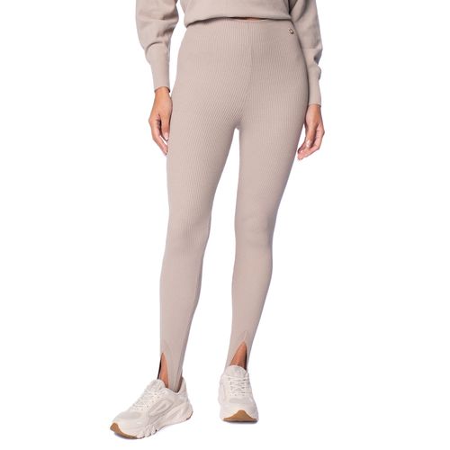 Calça Feminina Biamar Canelada Alça Algodão Bege Mescla