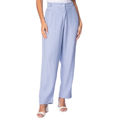 Calça Feminina Biamar Reta Bolsos Azul Claro