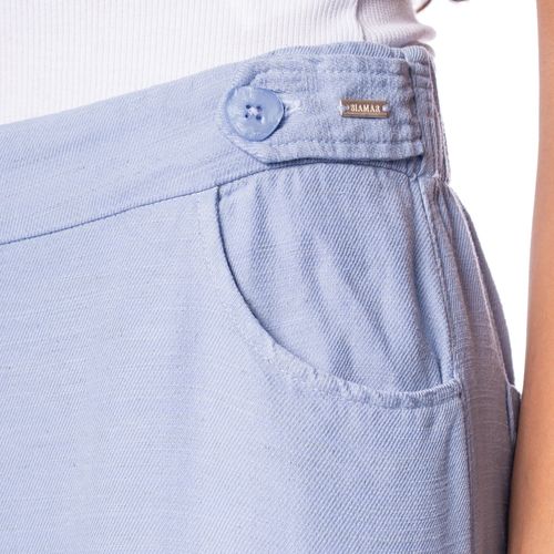 Calça Feminina Biamar Reta Bolsos Azul Claro