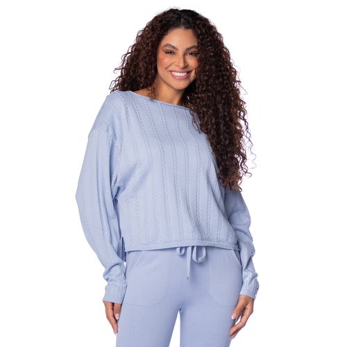 Blusa Feminina Biamar Algodão Manga Vazada Azul Claro