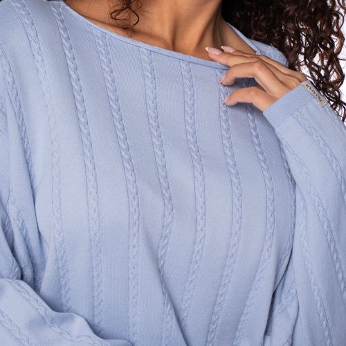 Blusa Feminina Biamar Algodão Manga Vazada Azul Claro
