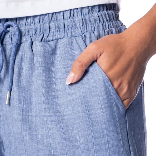 Calça Feminina Facinelli Wide Leg Fluida Com Elástico Azul
