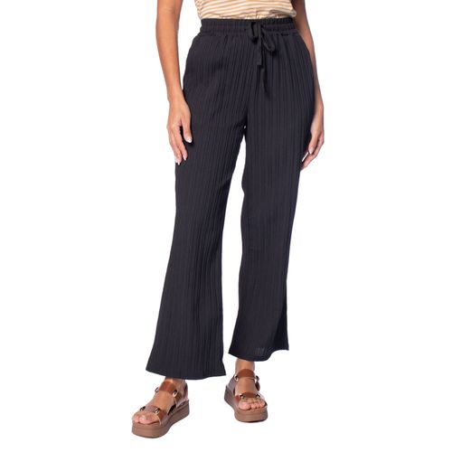 Calça Feminina Facinelli Wide Leg Textura Listras Preto