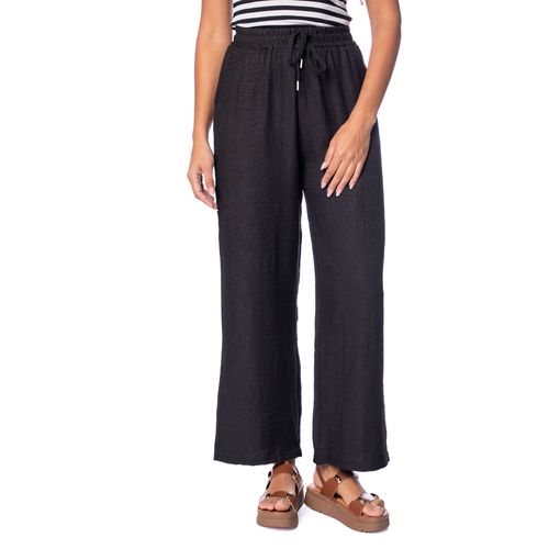 Calça Feminina Facinelli Wide Leg Elástico e Cordão Preto