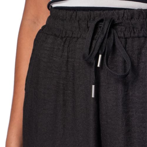 Calça Feminina Facinelli Wide Leg Elástico e Cordão Preto