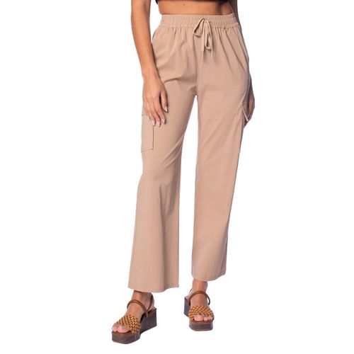 Calça Feminina Facinelli Reta com Bolso Cargo Marrom Claro