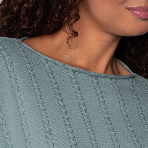 Blusa Feminina Biamar Trançada Gola Canoa Algodão Verde