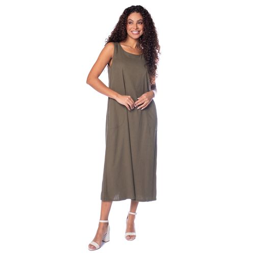 Vestido Feminino Biamar Longo Gola Redonda Verde