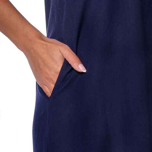 Vestido Feminino Biamar Longo Gola Redonda Marinho