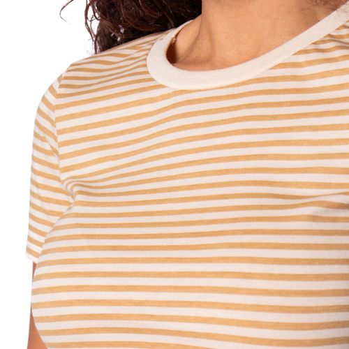 Blusa Feminina Cativa Listrada Bege/Marrom Claro