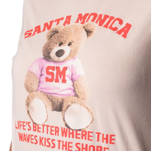 Camiseta Feminina Rechsul Estampa Ursinho Bege