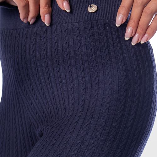 Calça Feminina Biamar Justa Trançada Cintura Alta Marinho