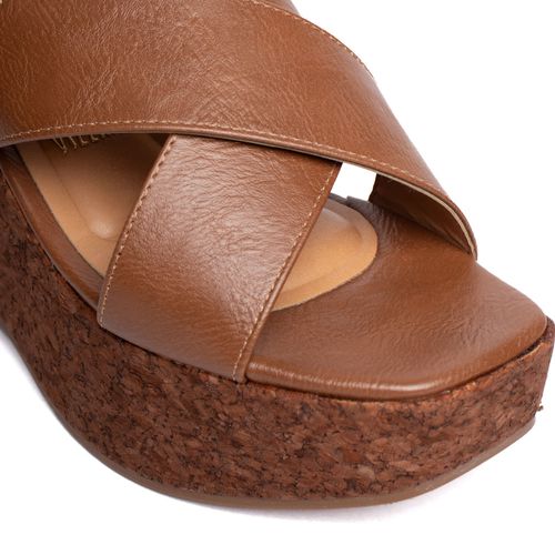 Sandália Feminina Vizzano Anabela Napa Calf Marrom