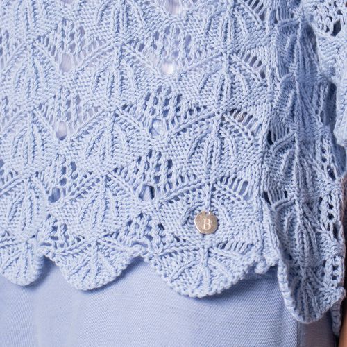 Blusa Feminina Biamar Decote Canoa Trama Vazada Algodão Azul