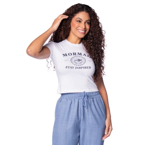 Blusa Feminina Mormaii Baby Tee Cropped Estampa Branco