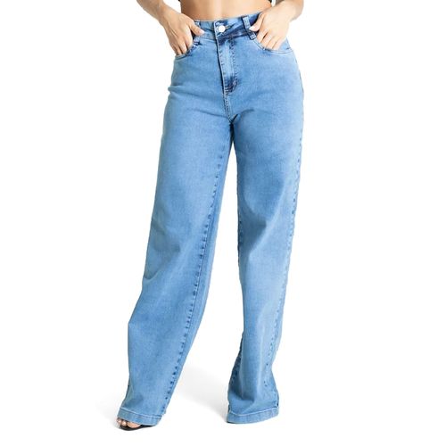 Calça Jeans Feminina Sawary Wide Leg Azul