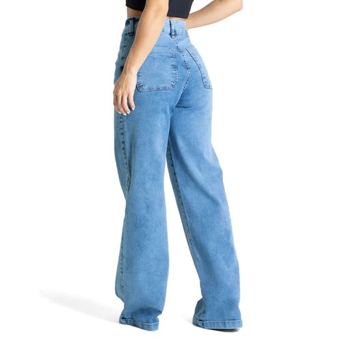 Calça Jeans Feminina Sawary Wide Leg Azul