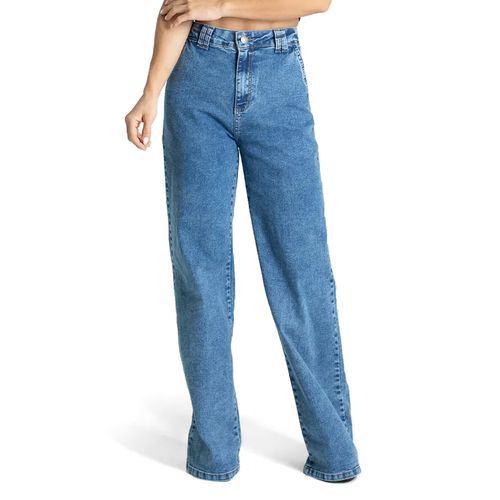 Calça Jeans Feminina Sawary Wide Leg Azul Mescla
