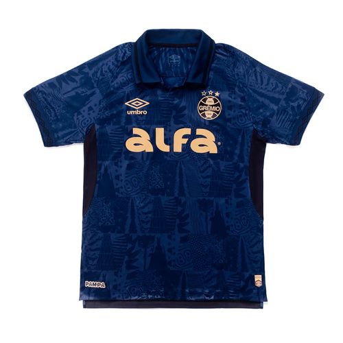 Camisa Masculina Umbro Grêmio OF.3 2025 Marinho/Dourado