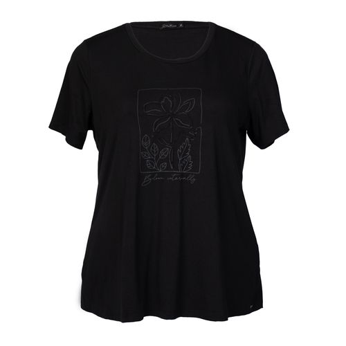 Camisa Feminina Olho Fatal Plus Size Estampa Floral Preta