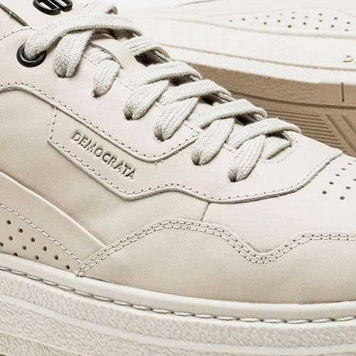 Sapatênis Masculino Democrata Jake Couro Creme
