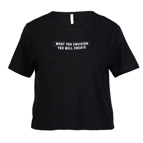 Cropped Feminino Rechsul Plus Size Estampa Lettering Preto