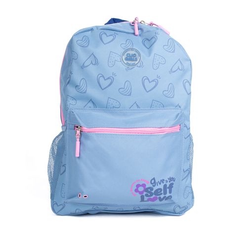 Mochila Feminina Clio Style Self Love Azul Claro/Rosa