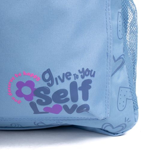 Mochila Feminina Clio Style Self Love Azul Claro/Rosa
