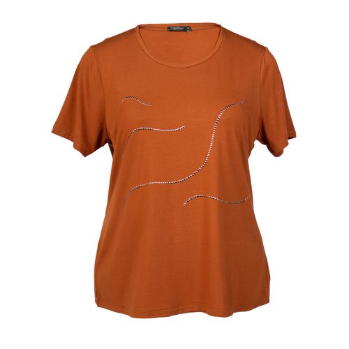 T-shirt Feminina Olho Fatal Plus Size com Aplicações Marrom