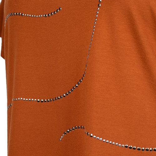 T-shirt Feminina Olho Fatal Plus Size com Aplicações Marrom