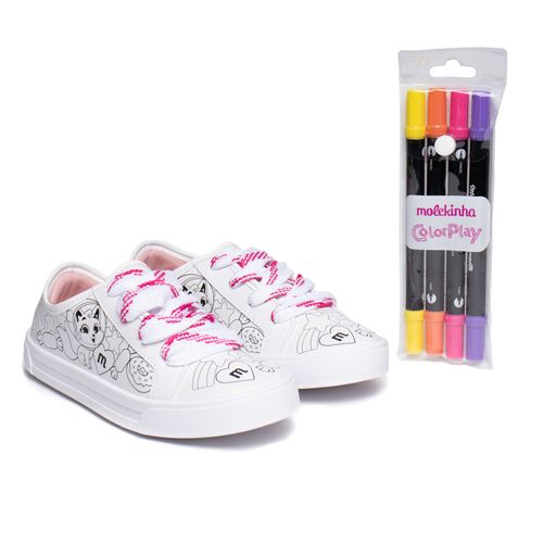 Tênis Infantil Molekinha Napa Color Play Branco