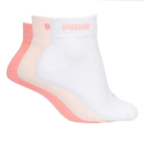 Meia Feminina Puma Cano Curto 3 Pares Rose/Branco/Salmão