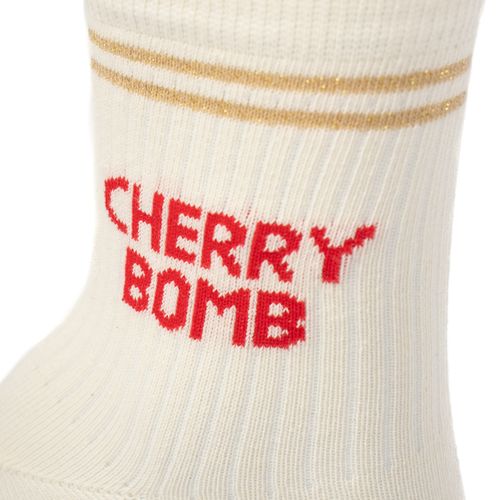 Meia Feminina Selene Kit Estampas Cerejas Branco/Bege/Preto