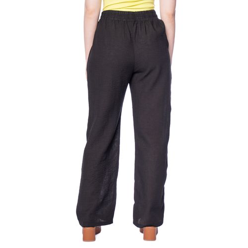 Calça Feminina Facinelli Reta Tecido Leve com Elástico Preto