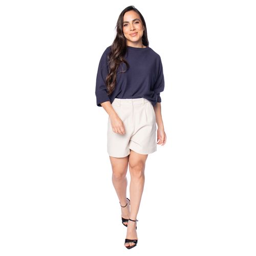 Blusa Feminina Biamar Algodão Ponto Pipoca Marinho