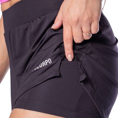 Short Feminino Estilo do Corpo Duplo Preto
