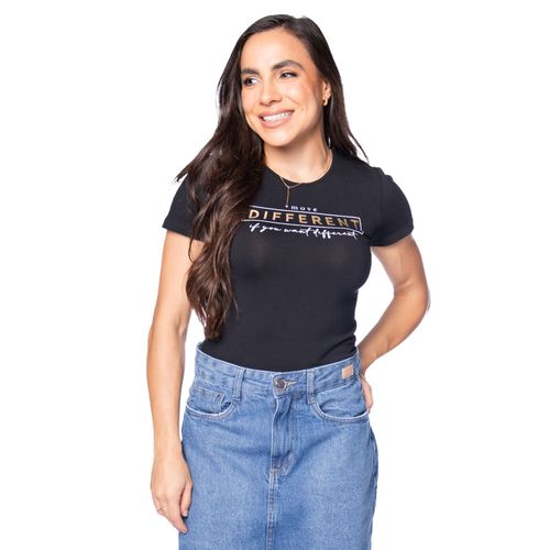 Blusa Feminina Rechsul Viscose Estampa Frontal Preto