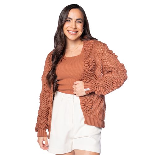 Casaco Feminino Biamar Algodão Ponto Margarida Marrom