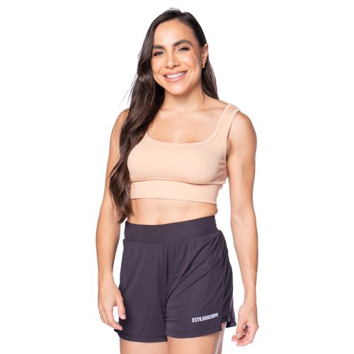 Top Feminino Sea Surf Canelado Sustentação Bege