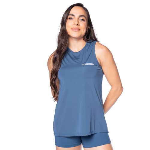 Regata Cropped Feminina Estilo do Corpo Dry Azul