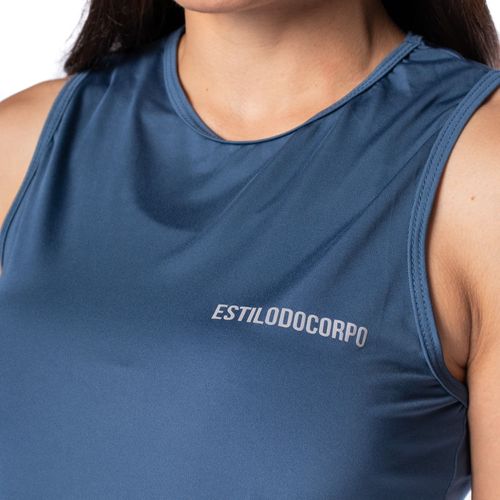 Regata Cropped Feminina Estilo do Corpo Dry Azul
