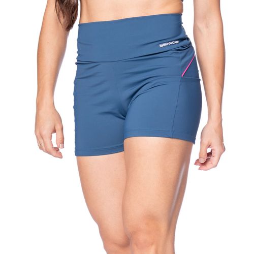 Short Feminino Estilo do Corpo Powerfit Azul/Rosa