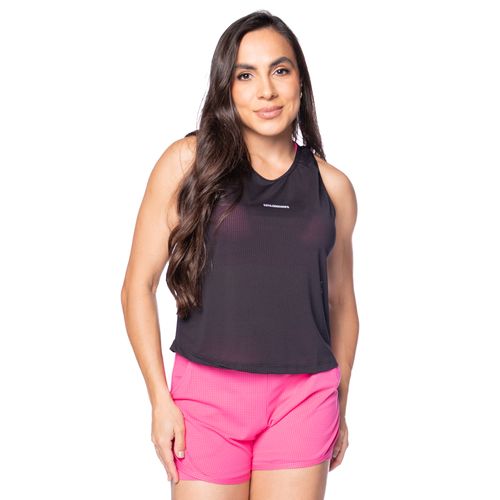 Regata Cropped Feminina Estilo do Corpo Dry Tech Preto