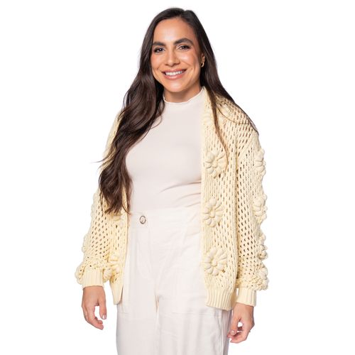 Casaco Feminino Biamar Algodão Ponto Margarida Amarelo